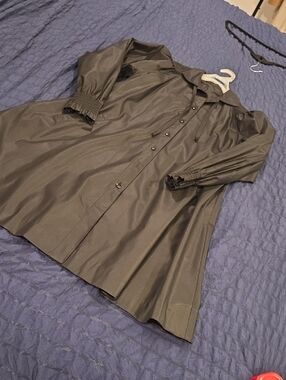 Vintage Billina Black Rain Jacket with Button Front